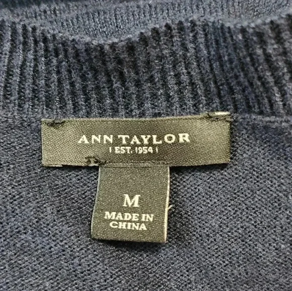 Ann Taylor Blue Wrap Cardigan Sweater Women M Cotton Blend Classic Preppy Chic - Picture 4 of 7